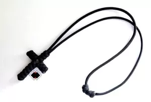 550 paracord adjustable cross necklace - black or custom color made in USA - Picture 1 of 7