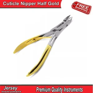 Cuticle Nail Nipper Half Gold Manicure Pedicure Clipper Nail Trimmer Cutter CE - Picture 1 of 4