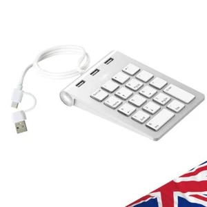 USB & Type C Wired Digital Keyboard with 3 USB2.0 Port Hub 18 Keys Mini Numpad - Picture 1 of 9