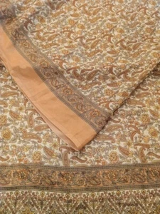 Moos Krepp Sari indisch Vintage weiß Blumenmuster Sari Handarbeit Stoff MSS1075 - Bild 1 von 8