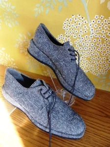 COSMO Paris Derby derbies Tissu tweed gris noir T 38  bon état - Picture 1 of 12