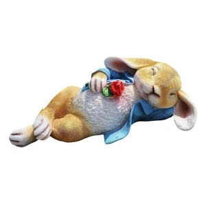 Resins Sleep Bunnies Holding Rose Miniature Sculpture for Easters Garden Decors - Picture 1 of 8