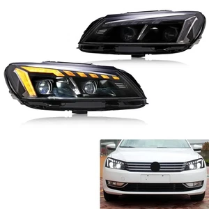 LED Headlights for Passat B7 2012-2015 Projector Front Lamps Pair Assembly - Picture 1 of 5