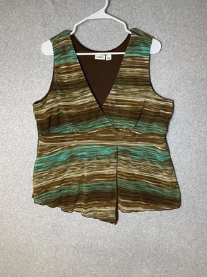 Cato Babydoll Top Womens XL Abstract Stripe Asymmetrical Hem Tank V Neck Y2K - Image 1 of 4