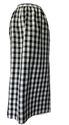 Falda Mujer 8 Tafetán Vintage Larga Forrada Negra/Gris/Blanca Cuadros EE. UU. Foto 1 de 4