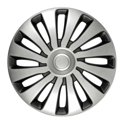 FOR SKODA CITIGO 15" INCH WHEEL TRIMS HUB CAPS SILVER & BLACK SPANG 4PC - Image 1 of 4