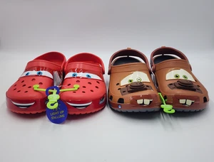 2 Pair Crocs Lightning McQueen Light Up & Mater Clogs 100% Authentic Sz M10/W12 - Picture 1 of 11