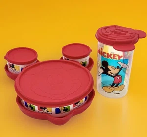 Tupperware Disney Mickey Juego de Comidas 6 piezas 2002-2005 Plato Raro Snack NUEVO De Colección - Imagen 1 de 24