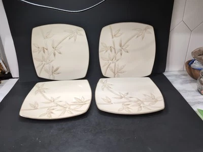 Pratos de jantar de bambu Florida Marketplace, prato quadrado bege, conjunto de 4 utensílios de mesa - Imagem 1 de 4