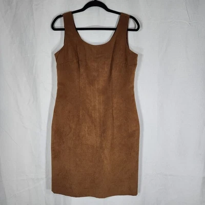 Positive Attitude Faux Suede Pencil Mini Dress Chocolate Brown Womens 8 - Image 1 of 4