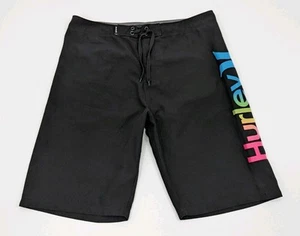 Hurley Boys Mens Bright Black Rainbow Boardshorts Swim Trunks Size 18/29 - Picture 1 of 10
