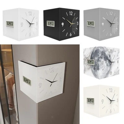 Double Sided Corner Wall Clock Month Date Week Display for Dorm Living Room - Image 1 of 2