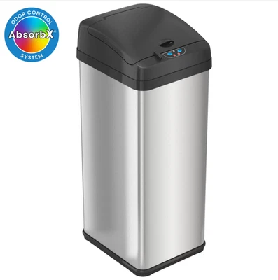 iTouchless 13 Gallon Sensor Kitchen Trash Can with Odor Filter, Stainless Steel - Image 1 of 4