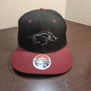 Arkansas Razorbacks Hat Cap Snap Back Black Red NCAA Football College Mens - Picture 1 of 8
