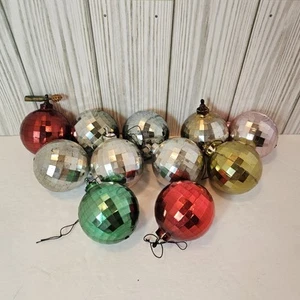 Vintage Bradford Unbreakable Plastic Disco Ball Christmas Ornament Lot of 11 MCM - Picture 1 of 5