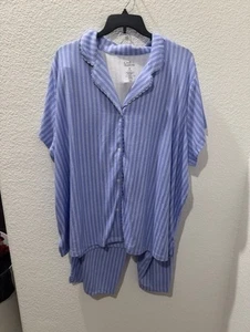 NUOVO set pigiama Croft Barrow super morbido donna 4x bianco blu tasche top pantaloni - Foto 1 di 4