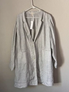 Eileen Fisher Blazer Jacket Women 2X Gray Organic Linen Lightweight Casual NWT - Picture 1 of 11
