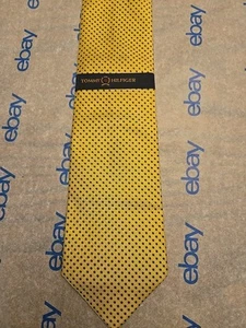 Tommy Hilfiger Men’s Necktie Yellow Polkadot. 100 % Silk - Picture 1 of 11