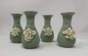 4 jarrones Jasperwear verde menta con motivo rosa - Imagen 1 de 7