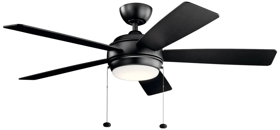 52" Kichler Starkk Satin Black Modern Pull Chain LED Ceiling Fan - Image 1 of 1
