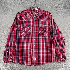 Vintage True Religion Hemd Herren 2XL XXL Perlen Druckknopf rot Western kariert Rodeo - Bild 1 von 10