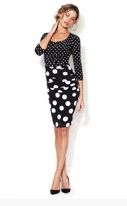 Dolce & Gabbana Women's Black White Polka Dot Silk Dress Size 44 - Picture 1 of 4
