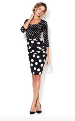 Dolce & Gabbana Women's Black White Polka Dot Silk Dress Size 44 - Image 1 of 4