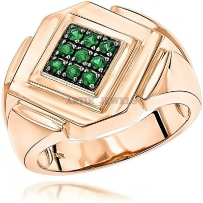 Verde Natural Onix Piedra Preciosa Con 14k Rosa Anillo Plata Chapado en Oro Para - Imagen 1 de 4