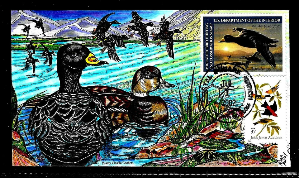 RW69 $15 Stamp (2002) MAGNIFICENT BLACK SCOTER FDC HD/HP FROM FRAN B. PASLAY - Image 1 of 1