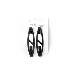 Neu Damen Frauen Mädchen 2 Stück offen Stil Haarspangen Clips Schlitz oval 6 cm schwarz - Bild 1 von 4