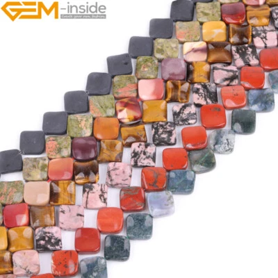 Cuentas cuadradas de unakita de sodalita de amatista torcida de piedras preciosas para hacer joyas de 15" 15 mm Foto 1 de 4