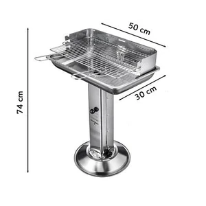 Säulengrill Edelstahl ECKIG 52x30x74 - Bild 1 von 7