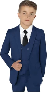 Boys Suit 3 Pieces Wedding Formal Prom Party For Slim Outfit Children's Jackets - Picture 1 of 27