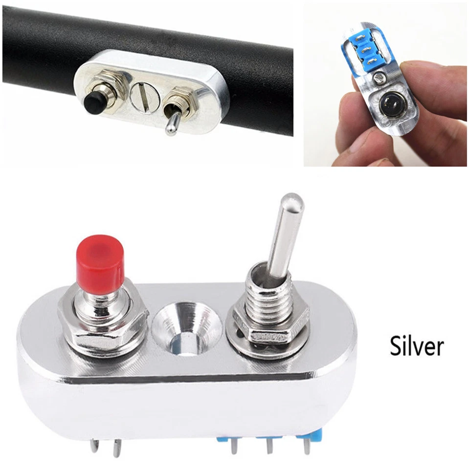 DIY Motorcycle Handlebar Engine Ignition Starts Stop Lever Silver Switch 12V - Image 1 of 4