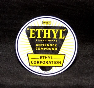 Vintage original porcelain Ethyl Antiknock Compound Gas Pump Badge/Plate/Sign - Picture 1 of 2