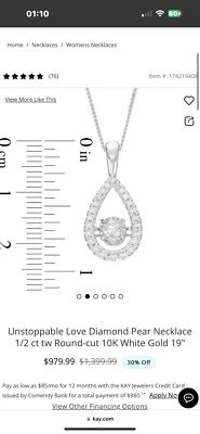 THE LEO 14K WG 1/2ct Round-Cut Teardrop Diamond Pendant Only KAY Jeweler. - Image 1 of 3