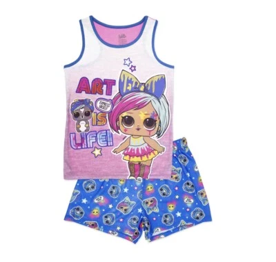 LOL SORPRESA Conjunto de pijama sin mangas y pantalones cortos para niñas - Talla 6-6X Splatters muñeca y mascota Foto 1 de 3