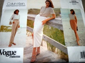 *LOVELY VTG SKIRT & PANTS VOGUE Designer Calvin Klein Sewing Pattern 8-10-12 - Picture 1 of 2