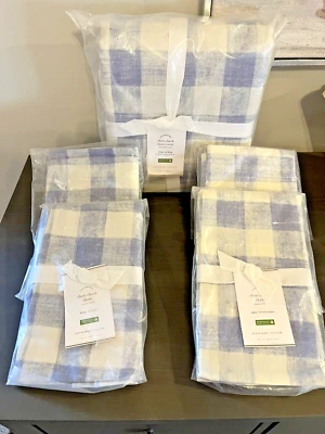 Pottery Barn Rhett Check Organic Percale 5 pc SET King Duvet Shams and Euro NEW - Image 1 of 4