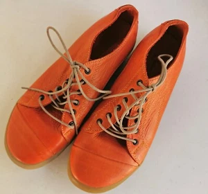 Cabello Comfort Women's Leather Lace-up Shoes, Bright Orange, Size 36 (e474) - Picture 1 of 6