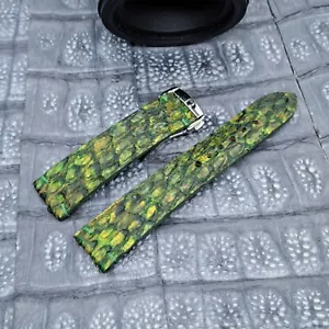 22mm/18mm Matte Exotic Leather Watch Band Minimalist Design - Picture 1 of 10
