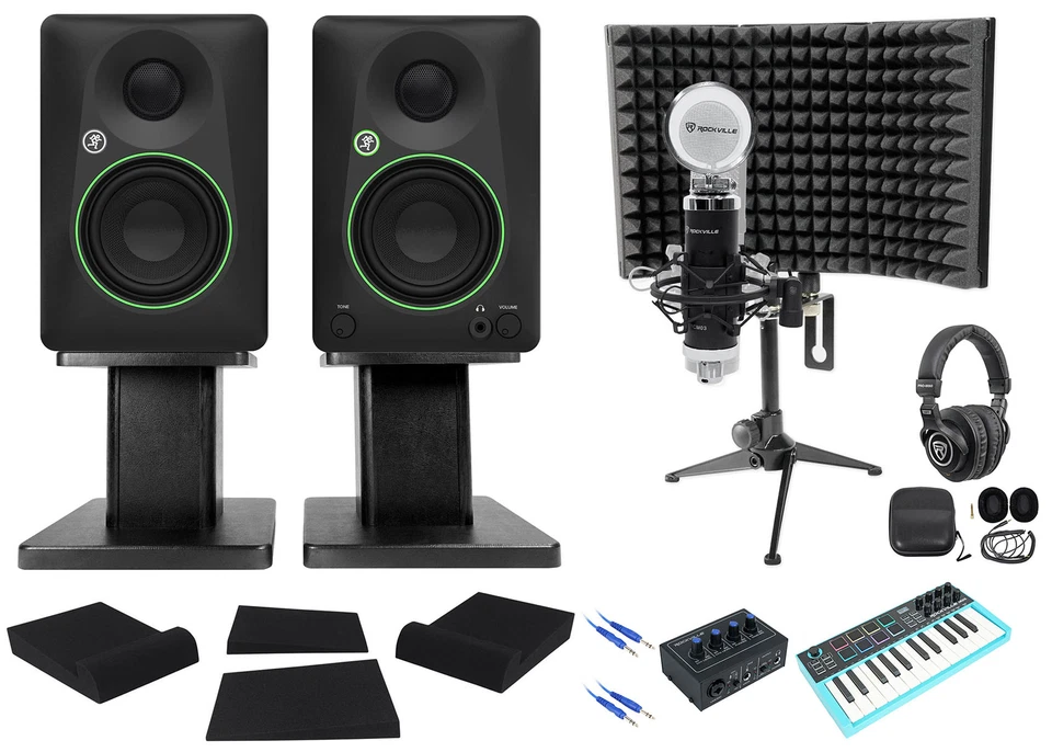 Kit de grabación Mackie Studio con monitores CR3.5 + interfaz + controlador + micrófono + auriculares Foto 1 de 4
