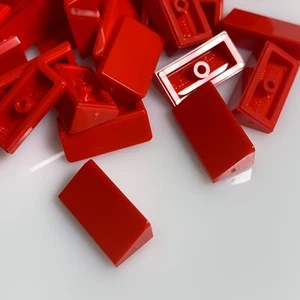 75 per lot NEW LEGO Bright Red Roof Tile 1 X 2 X 2/3 (85984/4651524) cheese - Picture 1 of 3