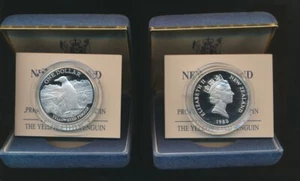 New Zealand: 1988 $1 Proof Silver Coin Yellow-Eyed Penguin, Cased w Certificate - Picture 1 of 1