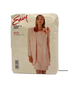 McCall Pattern 8022 Dress Jacket Easy Stitch N Save Sewing Size 8-14 Talle EUC - Picture 1 of 4