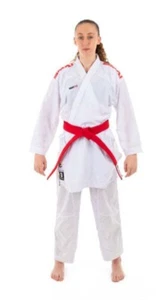WKF KARATE UNIFORM - 6OZ PREMIUM KUMITE GI - INAZUMA - Red Shoulder Size 5 NEW - Picture 1 of 4