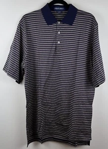 Polo Golf Ralph Lauren Herren Large Pima Baumwolle gestreift Kragen Hemd schwarz grau - Bild 1 von 9