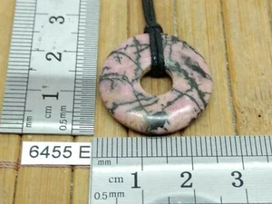 Donut RHODOCHROSITE 20mm + cordon reglable - pendentif collier lithotherapie - Picture 1 of 3