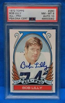 1972 TOPPS # 280 Bob Lilly ALL-PRO PSA 8 NM-MT # 48453082  PSA/DNA CERT AUTO 10 - Image 1 of 2