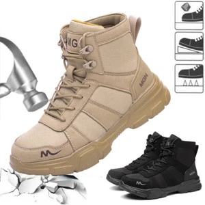 Mens High Top Sneakers Indestructible Steel Toe Work Boots Water resistant US - Picture 1 of 22